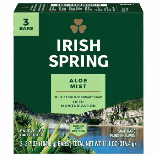 Irish Spring Aloe Mist | Jabón con Aloe Vera | Hidratación y Frescura | Pack 3 Barras
